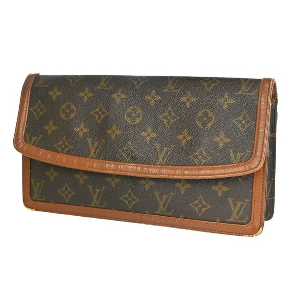 LOUIS VUITTON Pochette Dam GM Clutch Hand Bag Monogram Leather - Picture 1 of 16